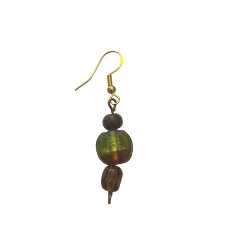 Autumnal Glow Mismatched Beaded Drop Earrings