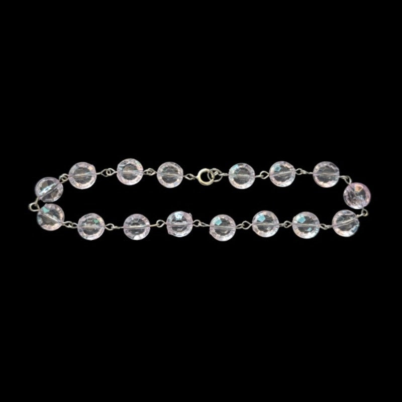 Lavender Purple Crystal Beaded Chain Anklet (L)