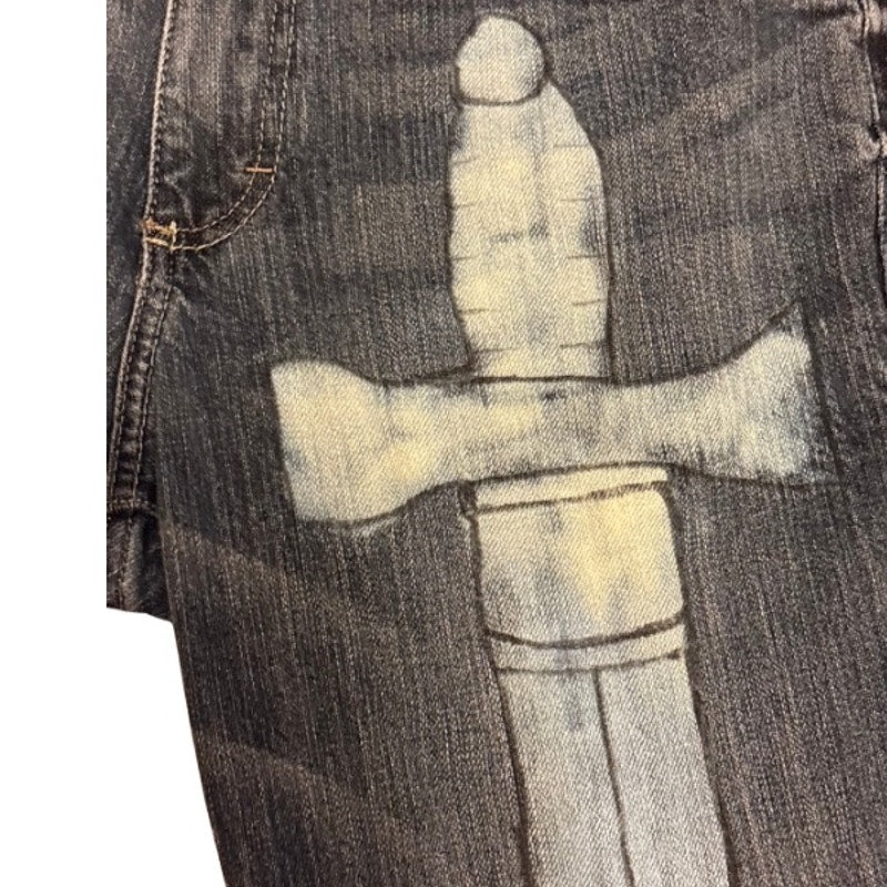 Two of Swords Jeans | OOAK Handpainted (33 x 30)