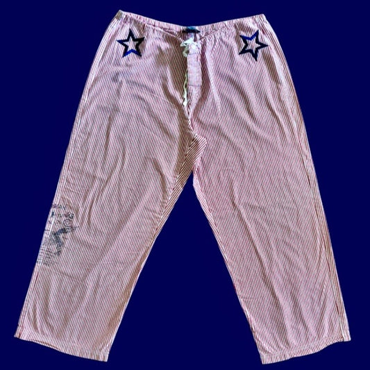 Vintage Navy Star Patch Red and White Striped Cotton Lounge Pants (L)