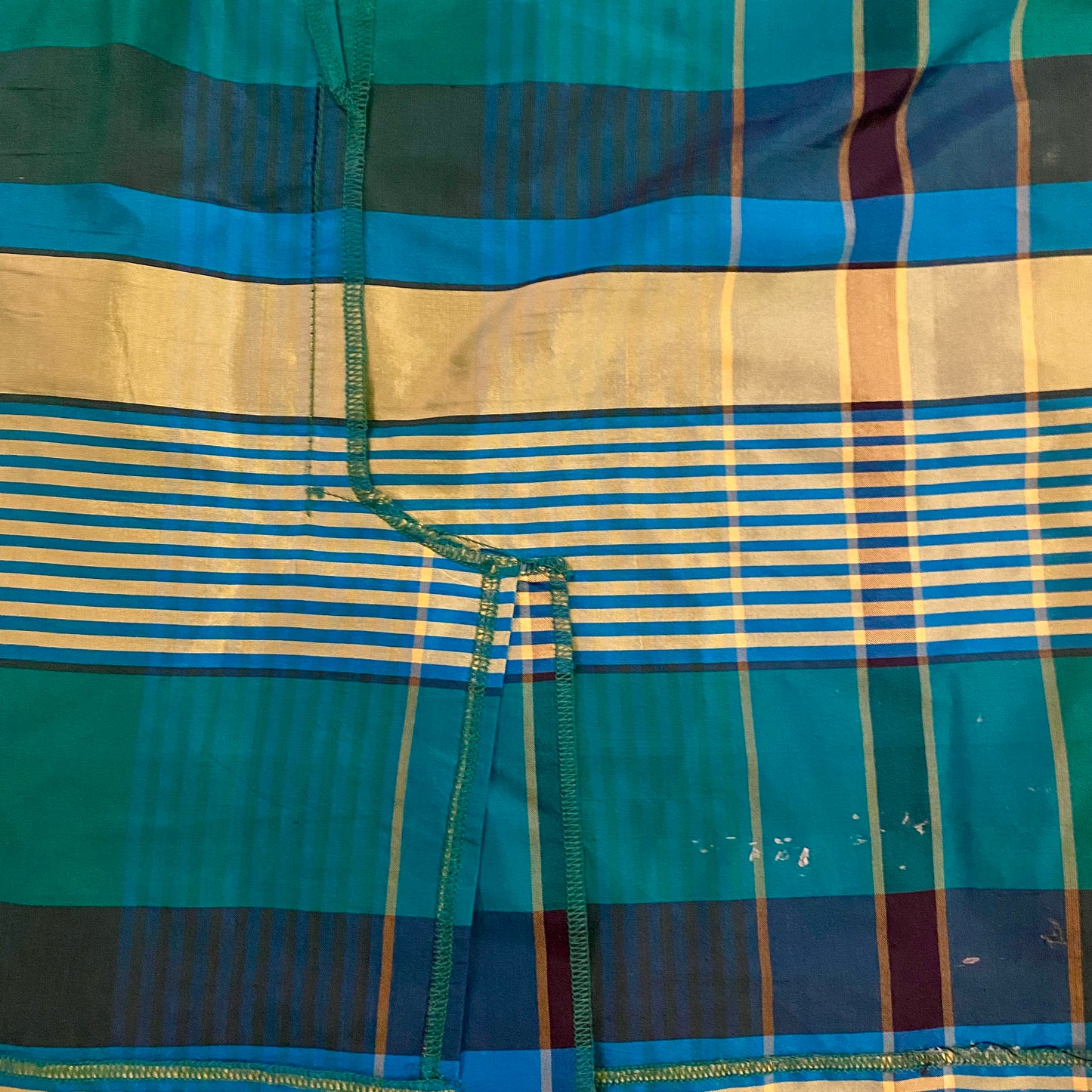 🔔 Vintage Silk Green Plaid Sheath Dress (8)