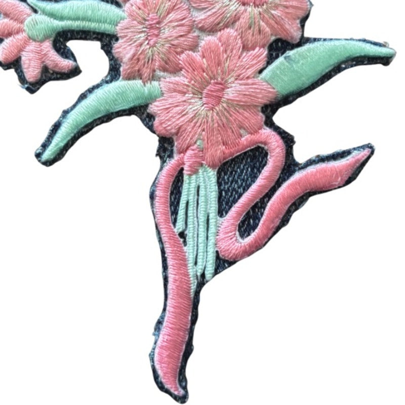 Pastel Pink Flower Bouquet Vintage Embroidered Patch Pin