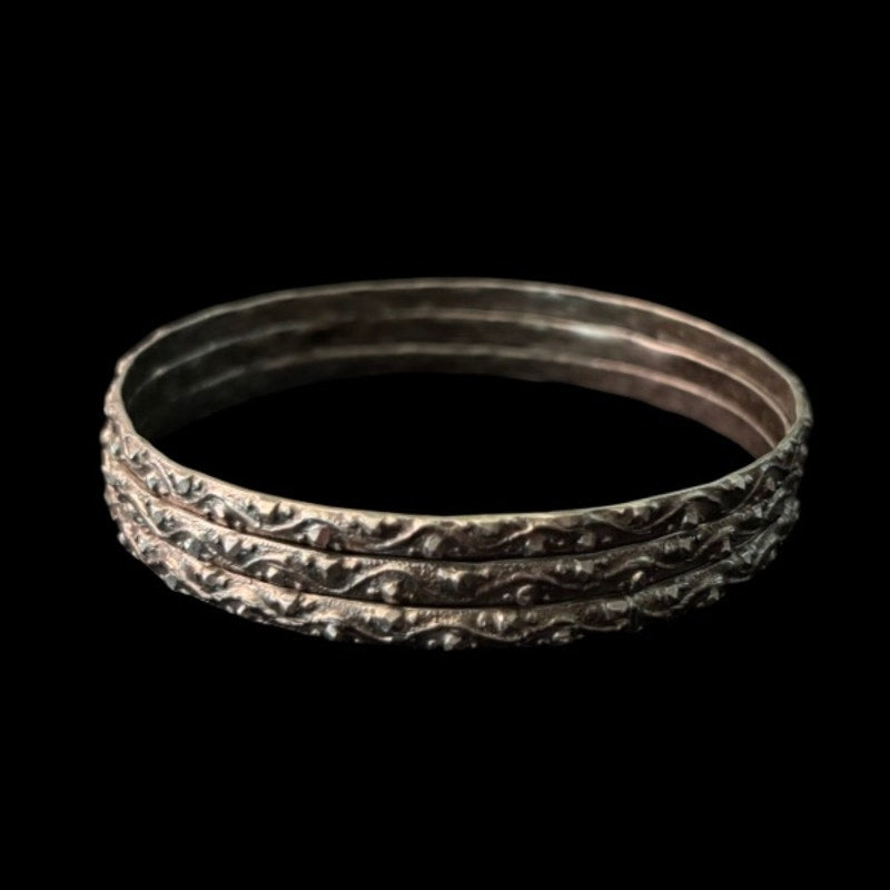 Set of 3 Vintage Textured Silver Bangles