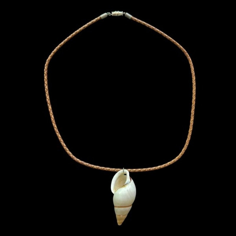 Snail Shell Pendant Leather Cord Choker Necklace