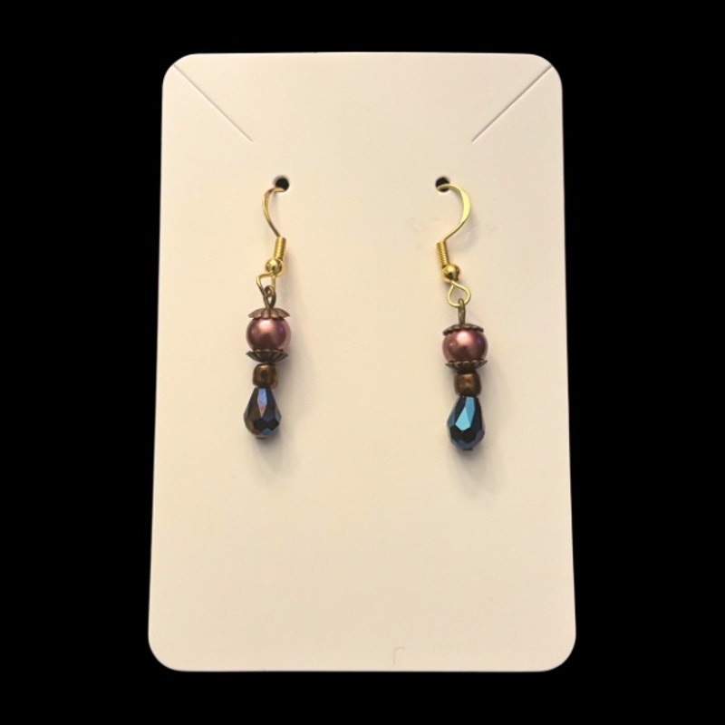 Princess Tears | Dainty Pink Pearl & Colorshift Blue/Purple Drop Earrings