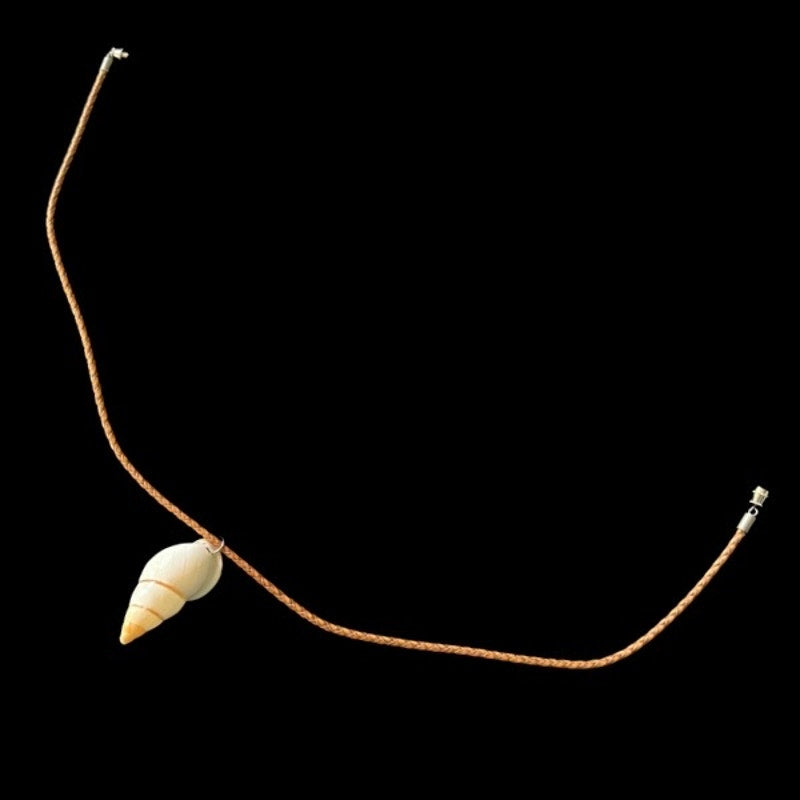 Snail Shell Pendant Leather Cord Choker Necklace