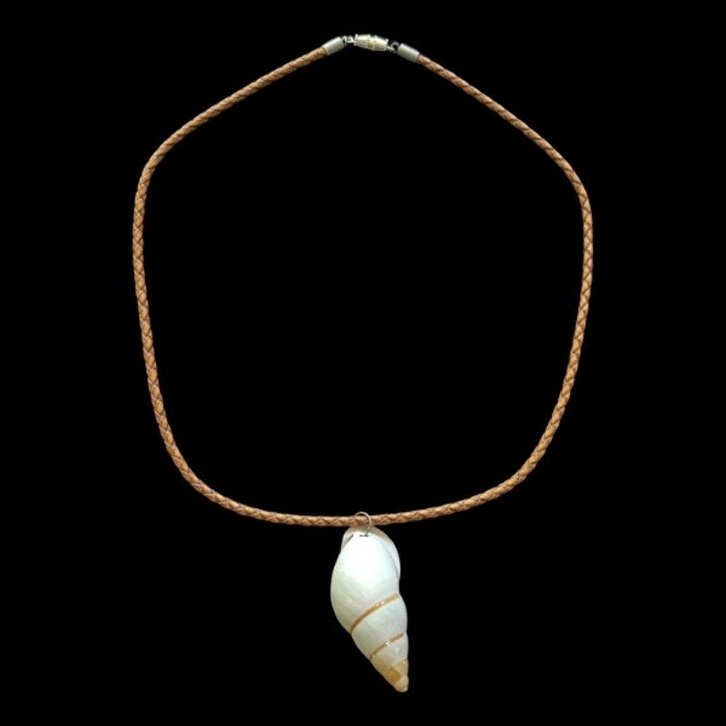 Snail Shell Pendant Leather Cord Choker Necklace