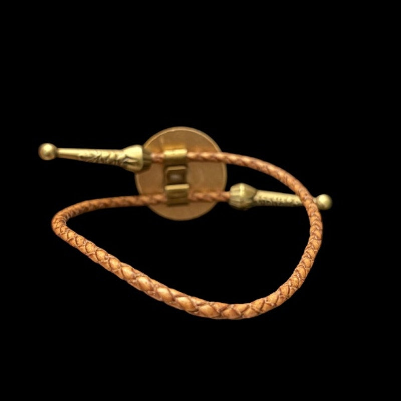 Upcycled Vintage Gold, Blue, and White Southwestern Style Disc Bolo Bracelet