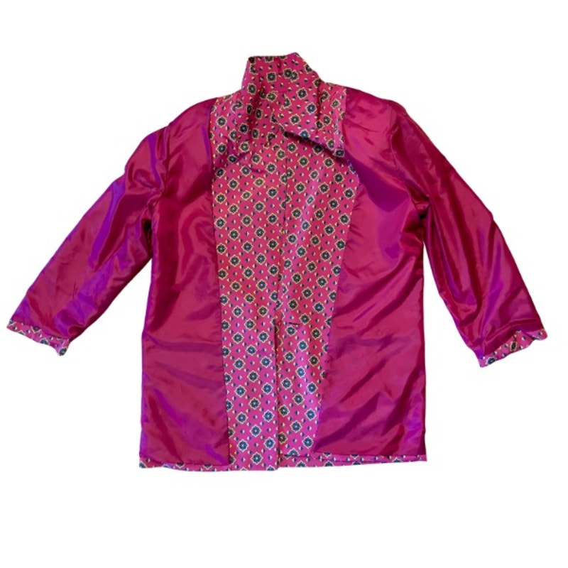 Vintage Hot Pink Medallion Print Blazer  (10)