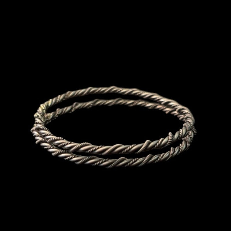 Set of 2 Vintage Silver Wrapped Wire Bangles