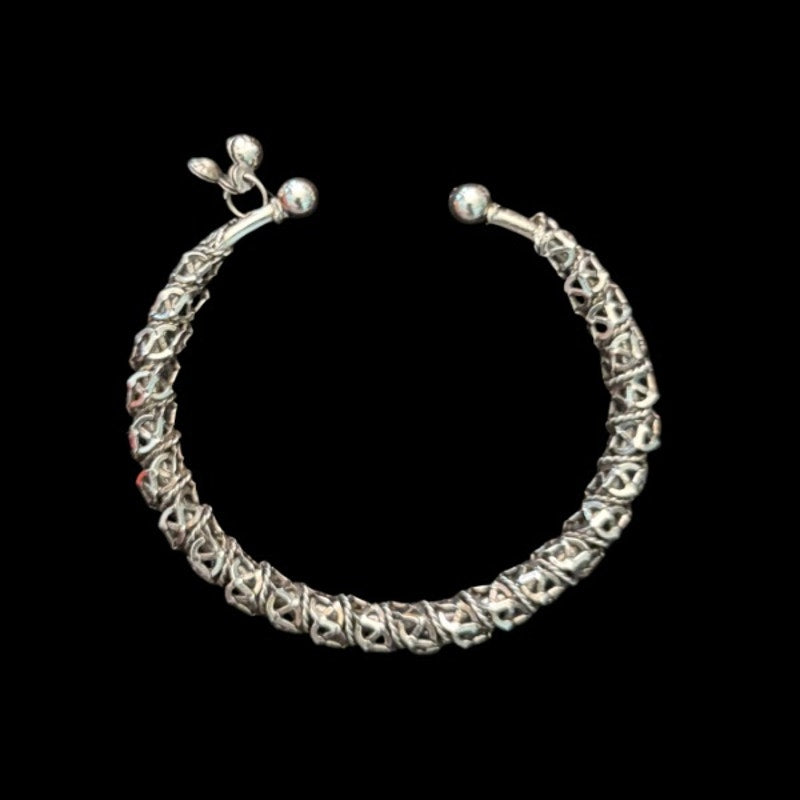 Set of 2 Vintage Silver Twisted Chain Cuff Bangles