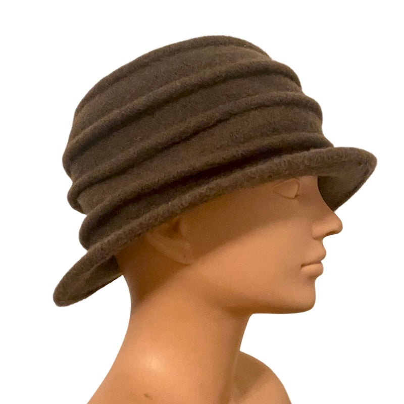 🔔 1920’s Style Wool Army Green/Black Flower Cloche Hat (57 cm)