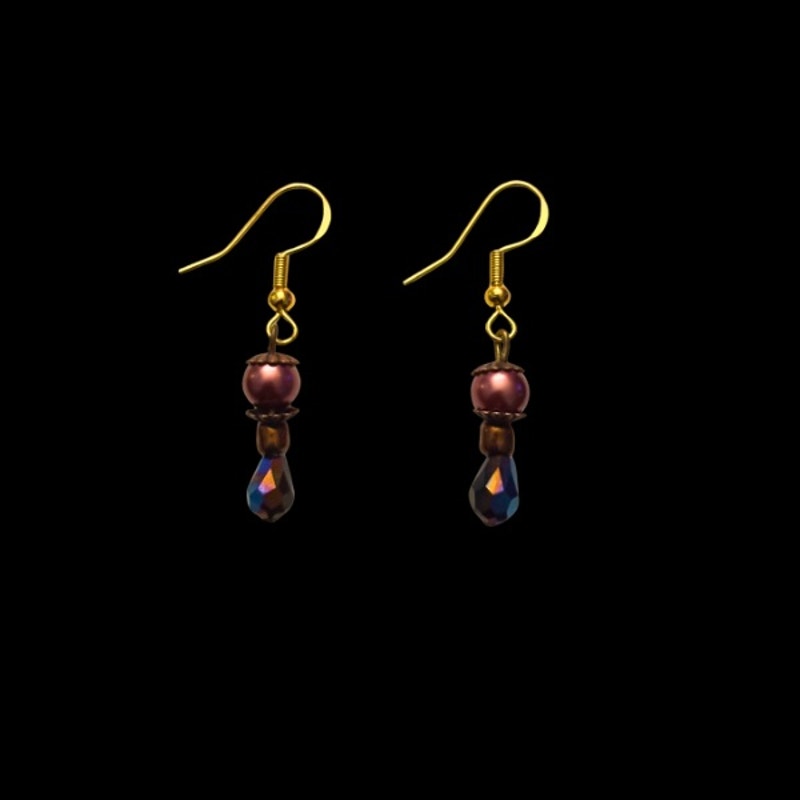 Princess Tears | Dainty Pink Pearl & Colorshift Blue/Purple Drop Earrings