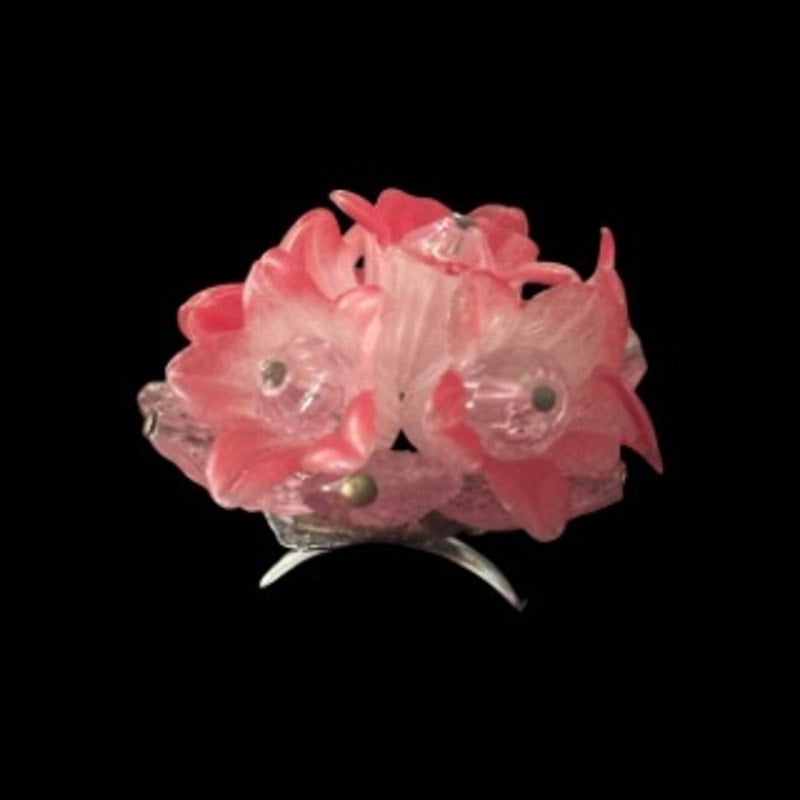 Pink Lily Cluster Upcycled Vintage Earring Ring (7-8)
