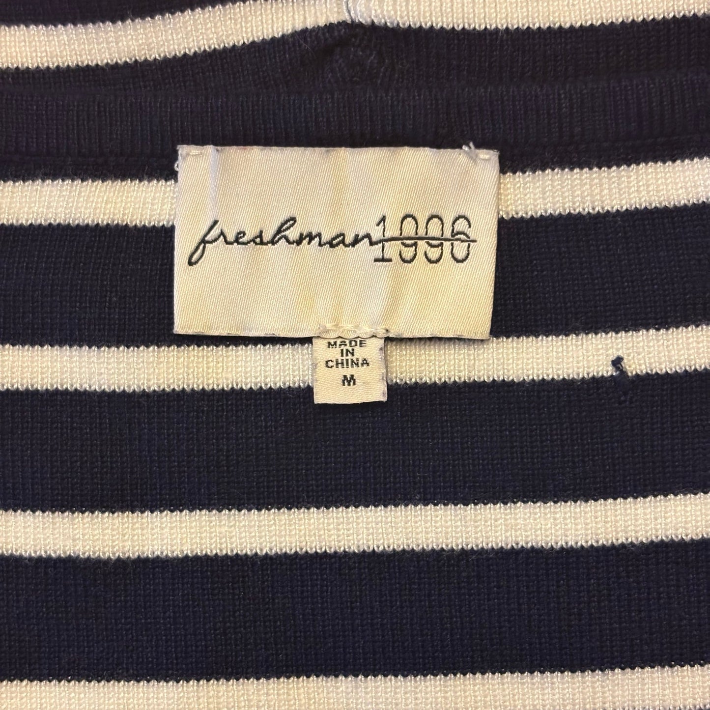 Vintage Red Ship Wheel Patch White & Blue Striped Strapless Bralette (XXS)
