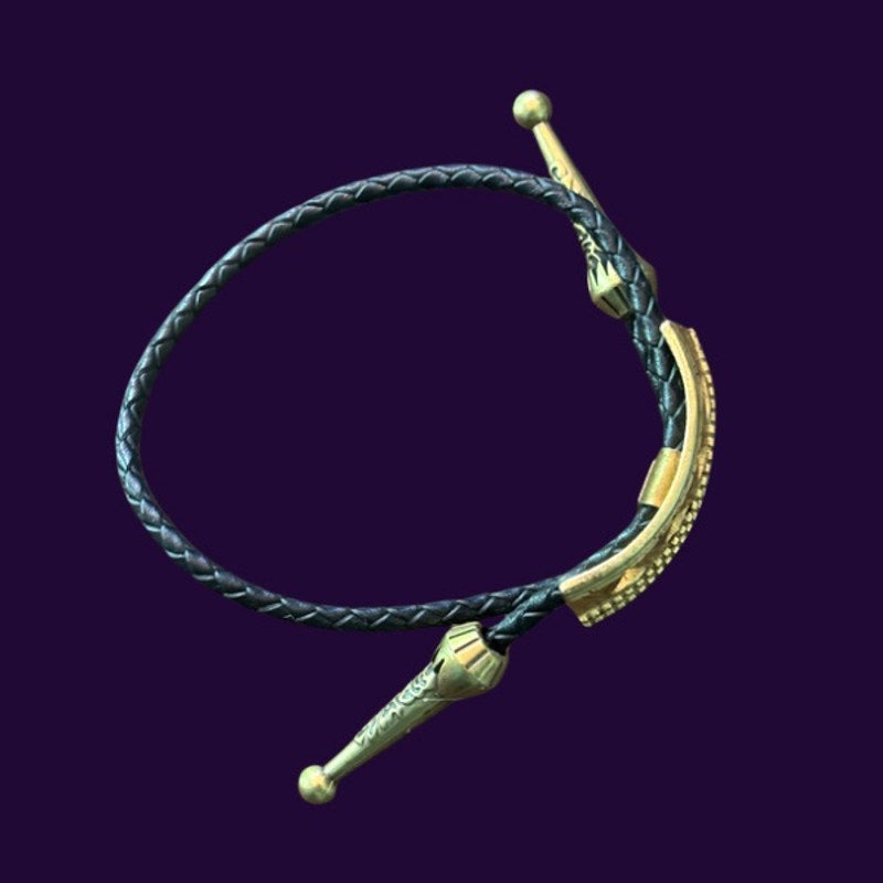 Upcycled Vintage Art Deco Gold and Green Curved Rectangle Bar Bolo Bracelet