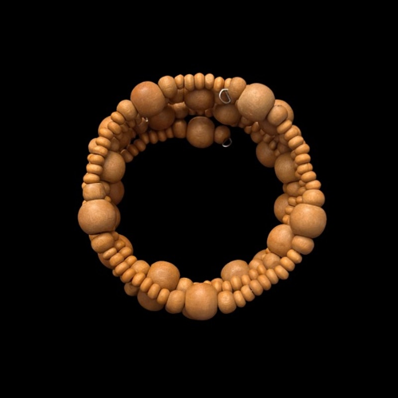 Vintage Handmade Wooden Bead Memory Wire Bracelet/ Anklet/ Arm Band/ Choker Necklace