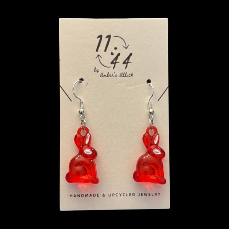 Handpainted Y2K Red Rabbit Charm Earrings