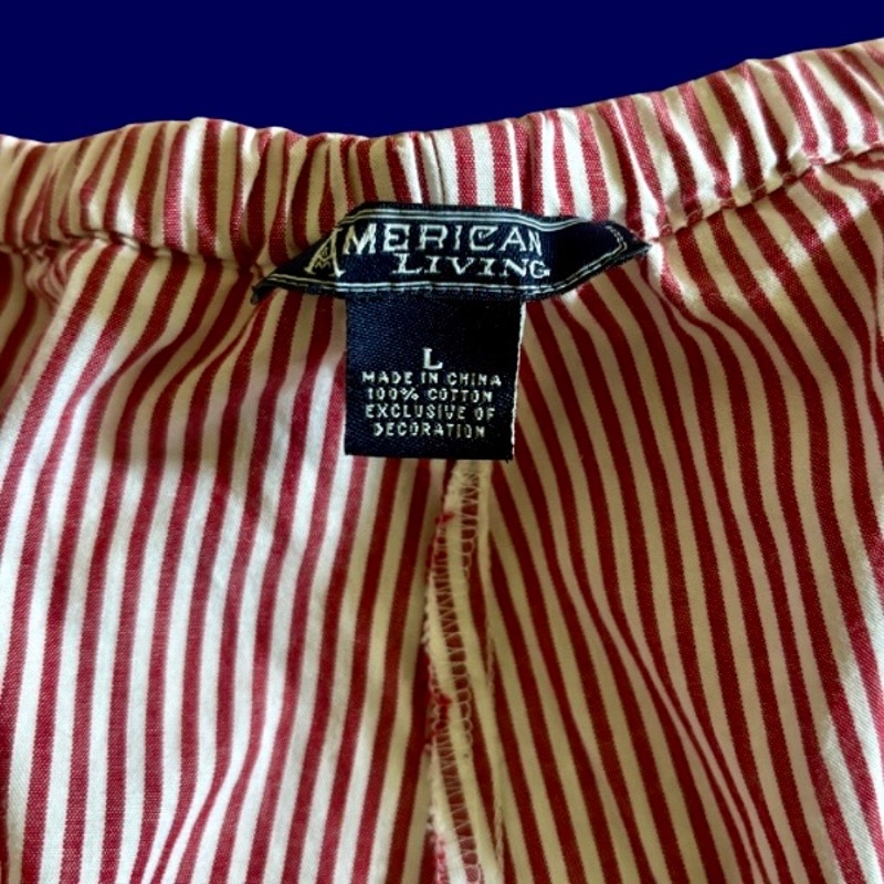Vintage Navy Star Patch Red and White Striped Cotton Lounge Pants (L)