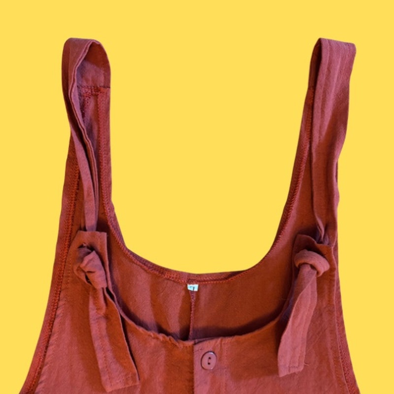 Vintage Tulip Patch Pocket Burnt Orange Mini Shorteralls (M)