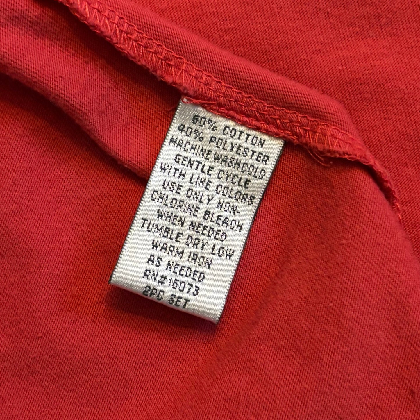 Vintage Sun and Moon Patch Red Satin Trim V-Neck Longsleeve Top (L-XL)