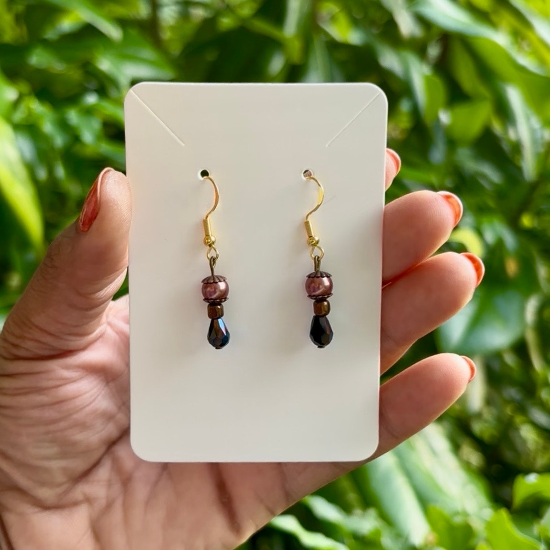 Princess Tears | Dainty Pink Pearl & Colorshift Blue/Purple Drop Earrings