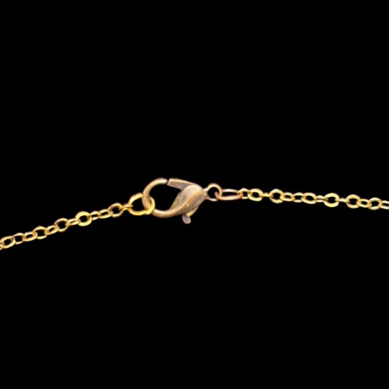 Bronze Cupid & Vintage Red Triangle Earring Layered Drop Pendant Necklace