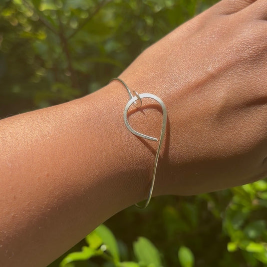 Vintage Silver Dainty Open Teardrop Loop Bracelet
