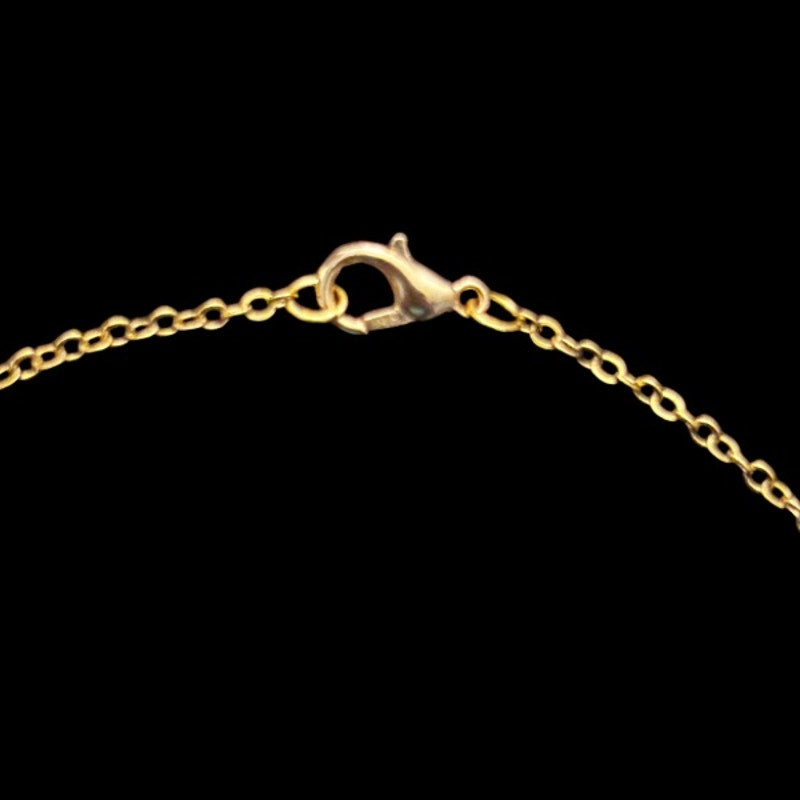 Gold Cube and Abstract Ice Blue Bead Drop Earring Layered Pendant Necklace
