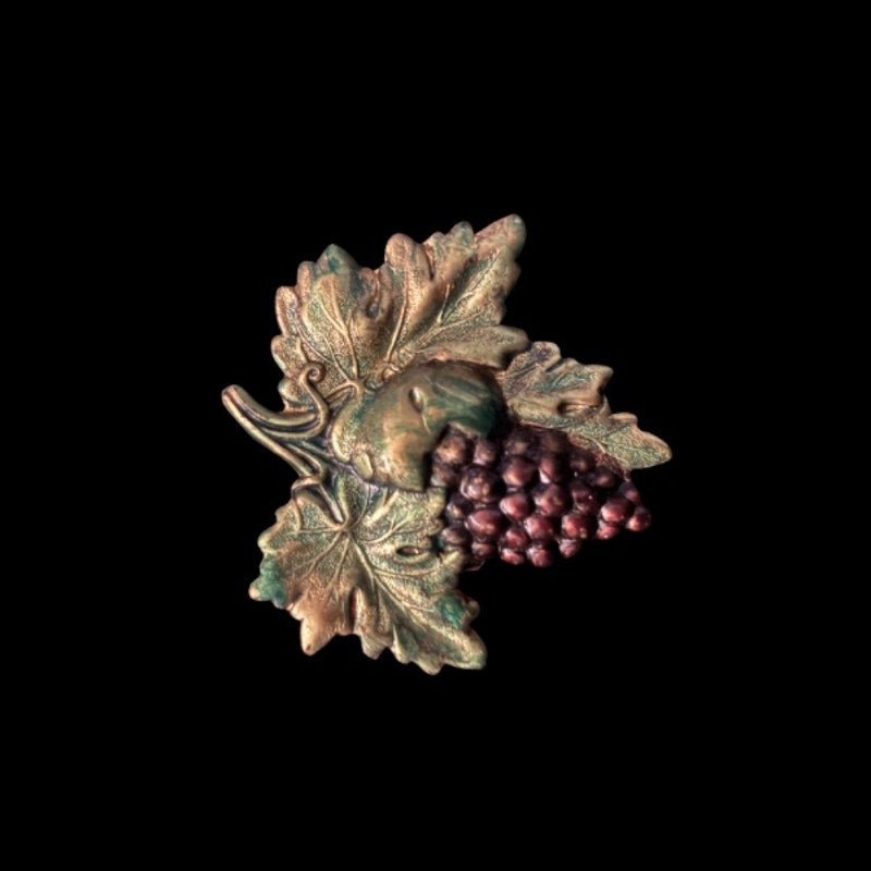 Vintage Studio 229 Brass Grapevine Bunch of Red Grapes Brooch Pin