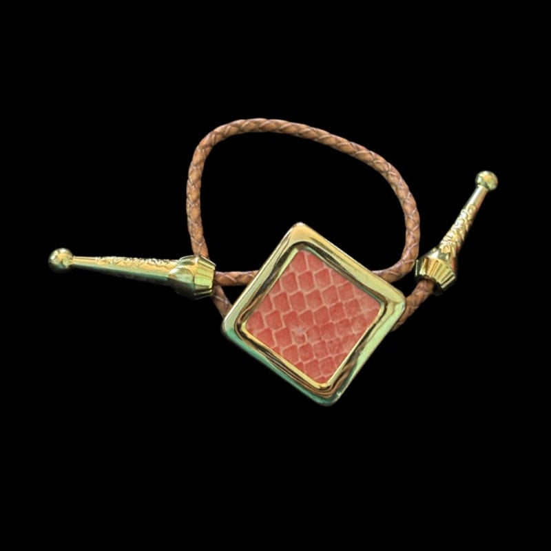 Upcycled Vintage Gold & Pink Snakeskin Diamond Bolo Bracelet