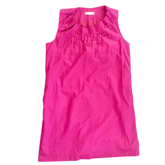 Coldwater Creek Magenta Sleeveless Shift Dress w/ Drawstring Ruffle Detail (PL)