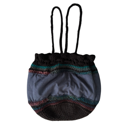 Retro Crocheted Granny Square Drawstring Pouch Bags | Made by Maya