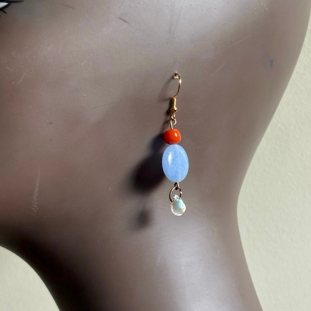 OOAK Beach Sunset Glass Bead Drop Earrings | Handmade