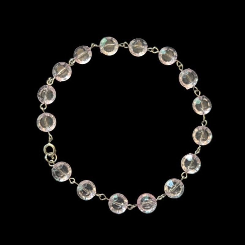 Lavender Purple Crystal Beaded Chain Anklet (L)