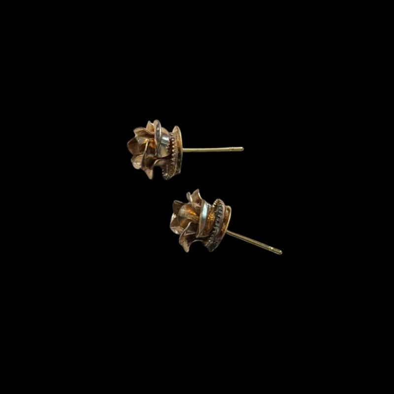 Dainty Gold-Toned Mock Pearl Rosebud Studs