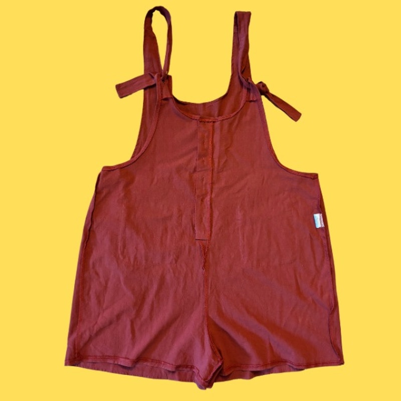 Vintage Tulip Patch Pocket Burnt Orange Mini Shorteralls (M)