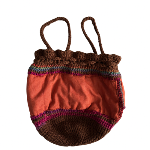 Retro Crocheted Granny Square Drawstring Pouch Bags | Made by Maya