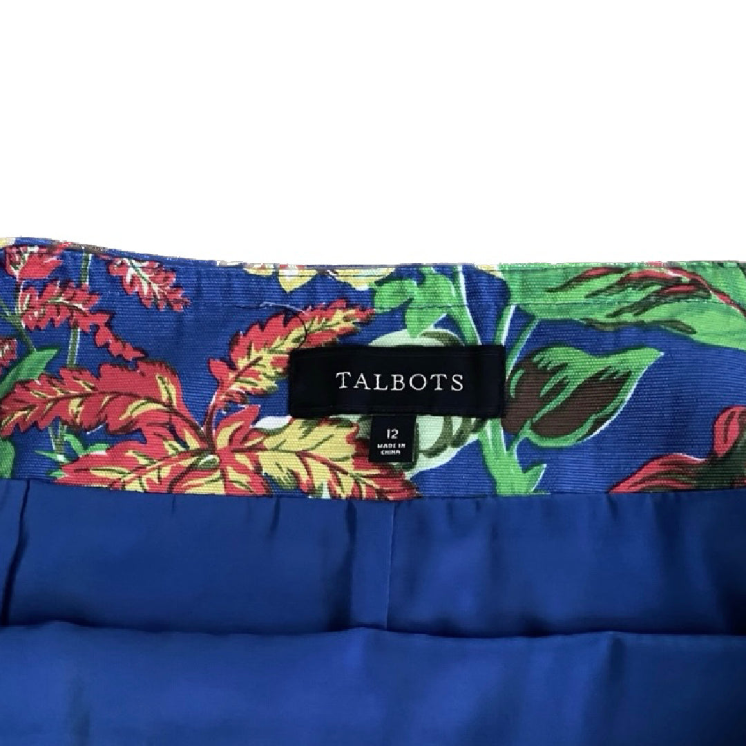 Cobalt Blue Tropical Print Pencil Skirt  (12)