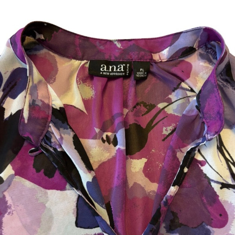 Sheer Purple Poppies Floral 1/2 Sleeve Cropped Peasant Blouse (PL)