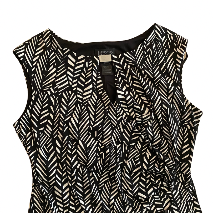 Black & White Herringbone Keyhole Wrap Dress (12)