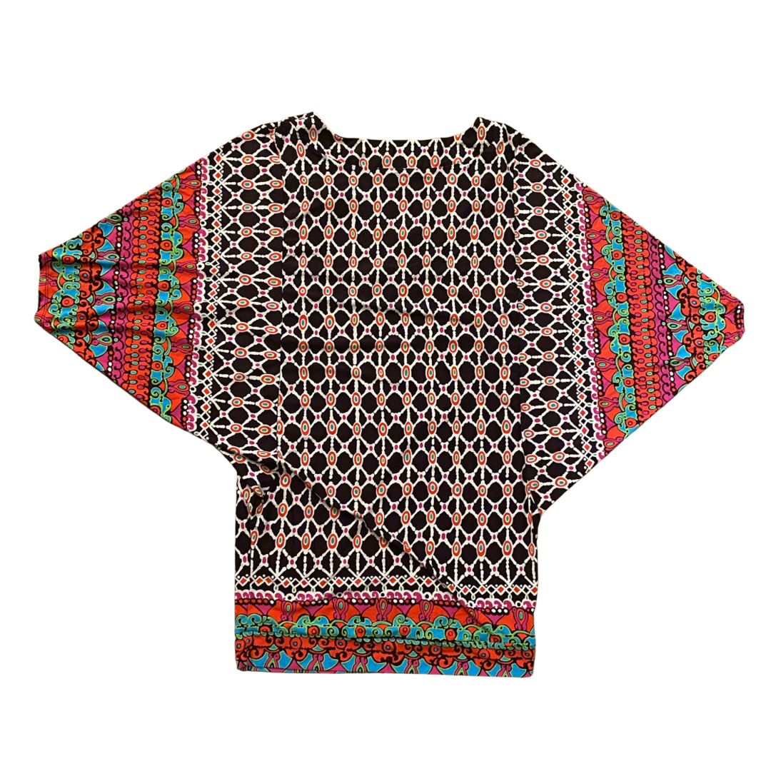 Funky Multicolor Pattern V-Neck Mini Dress/ Swimsuit Cover  (S)
