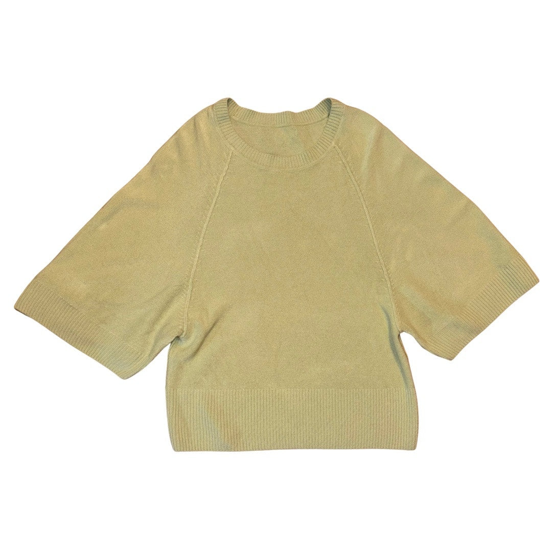 1990’s Vintage Light Green Wide Short Sleeve Knit Sweater Blouse (M)