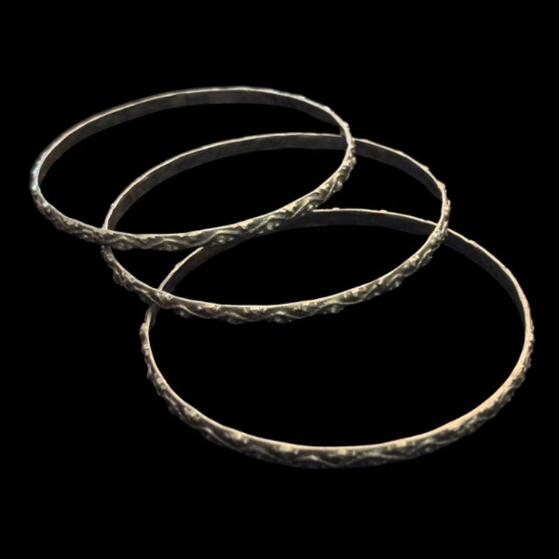 Set of 3 Vintage Textured Silver Bangles