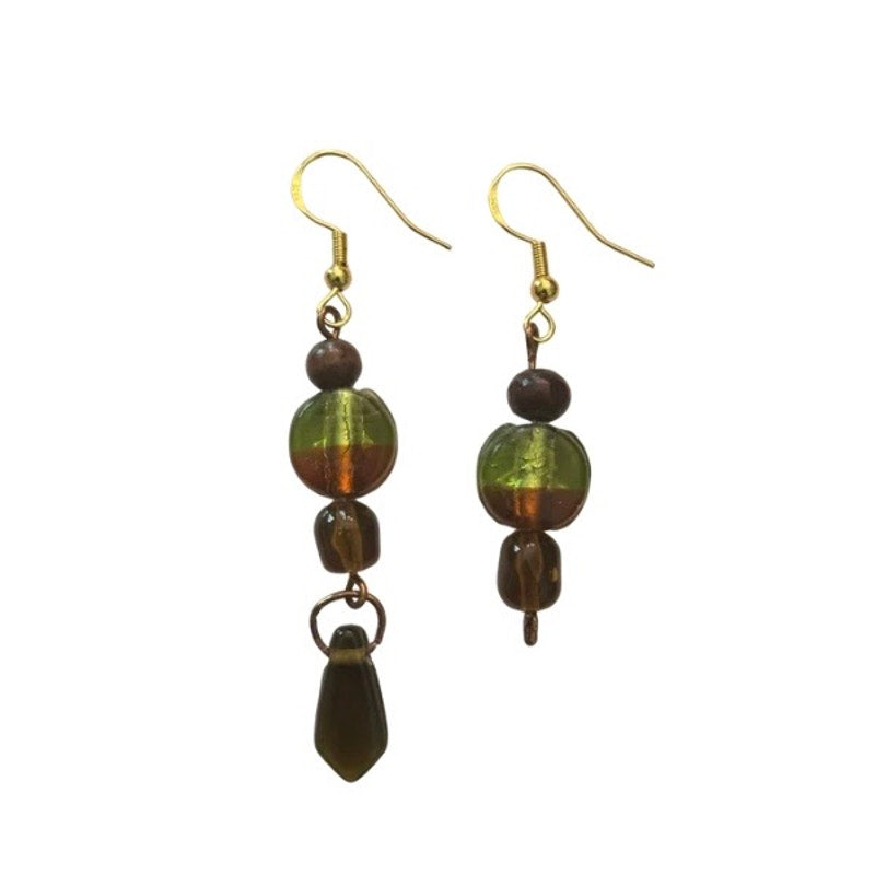 Autumnal Glow Mismatched Beaded Drop Earrings