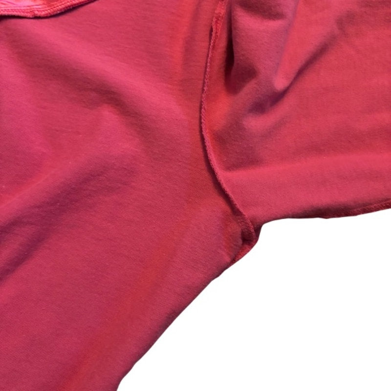 Vintage Sun and Moon Patch Red Satin Trim V-Neck Longsleeve Top (L-XL)