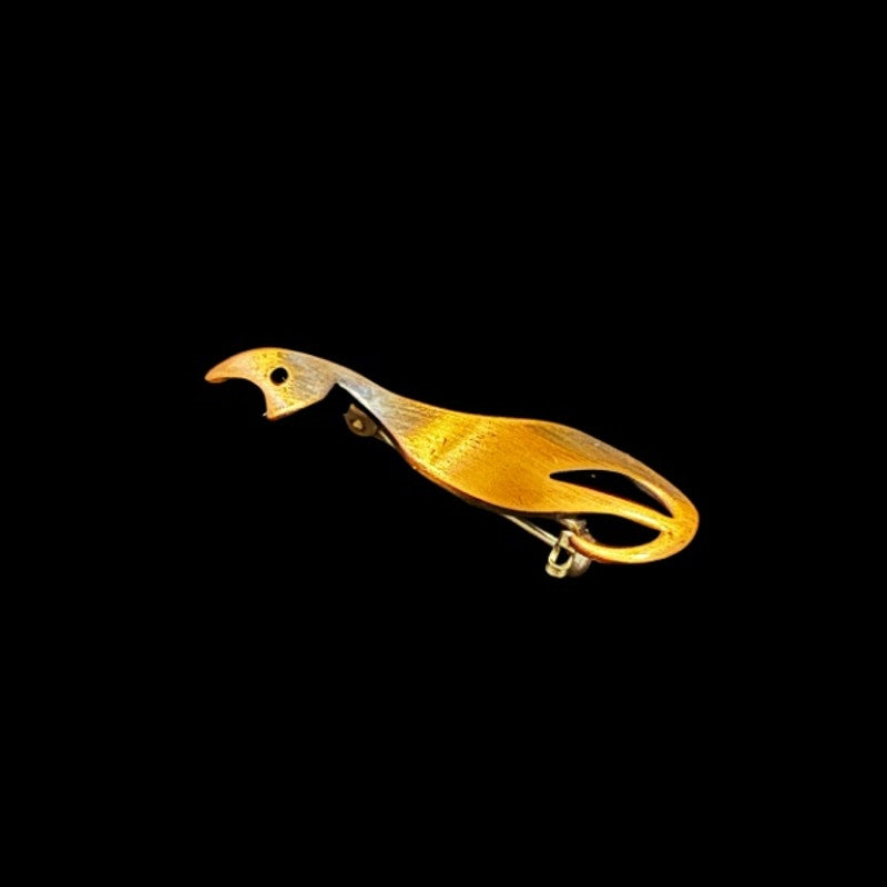 Vintage Small Minimalist Copper Cat Pin