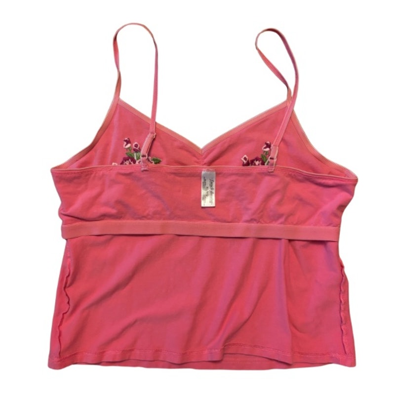 Vintage Pink Rose Bouquet Flower Patch Embellished Pink Crop Camisole (Medium-Large)