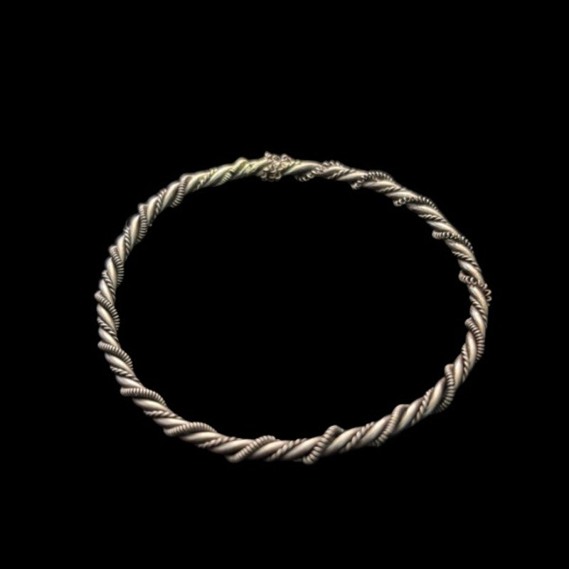 Set of 2 Vintage Silver Wrapped Wire Bangles