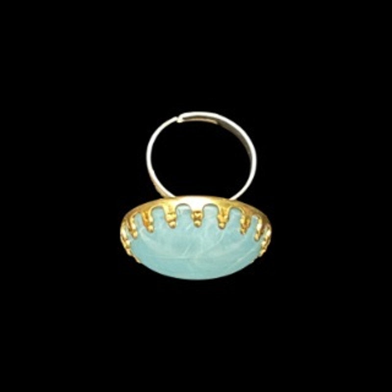 Shimmery Aqua Blue Upcycled Vintage Earring Ring